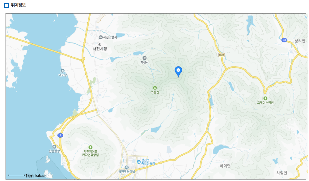 와룡산 등산로 안내도